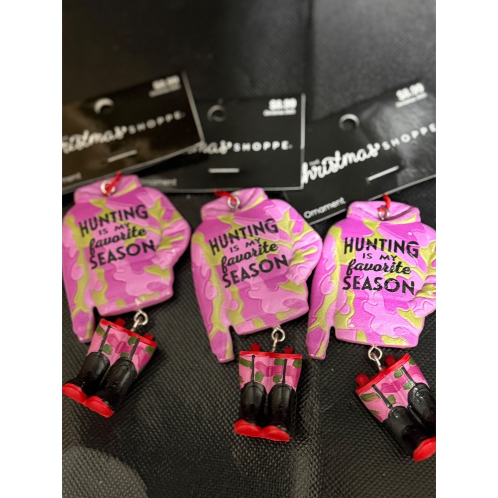 Christmas Shoppe Hunting Is My Favorite Season Pink Camo Hoodie Boots Ornaments